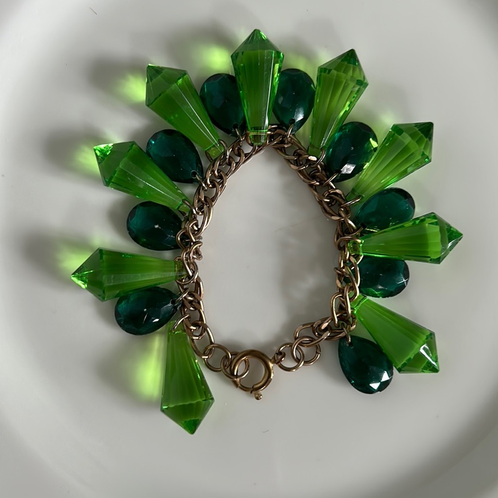 Green/Gold Acrylic Bead Bracelet